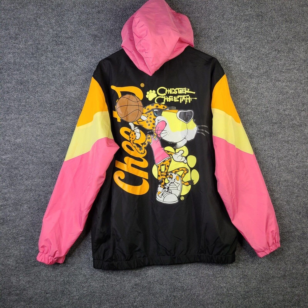 Y2K Cheetos Jacket Men's L Colorblock Chester Cheetah Windbreaker Pullover